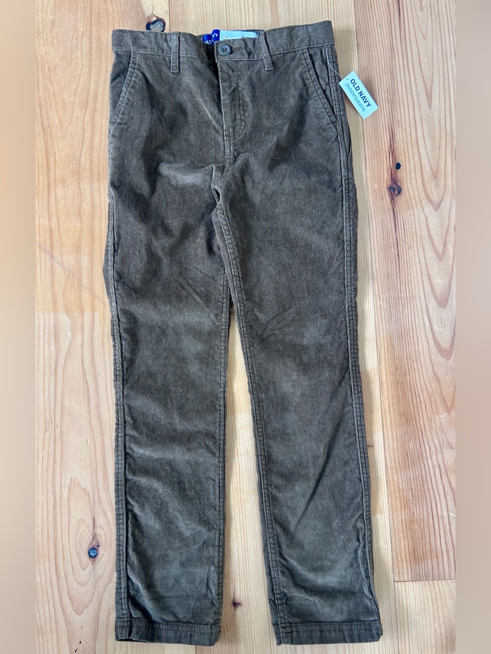 Old Navy Pants Girls Corduroy Brown Slim Cut Straight Leg with Adjustable Waist